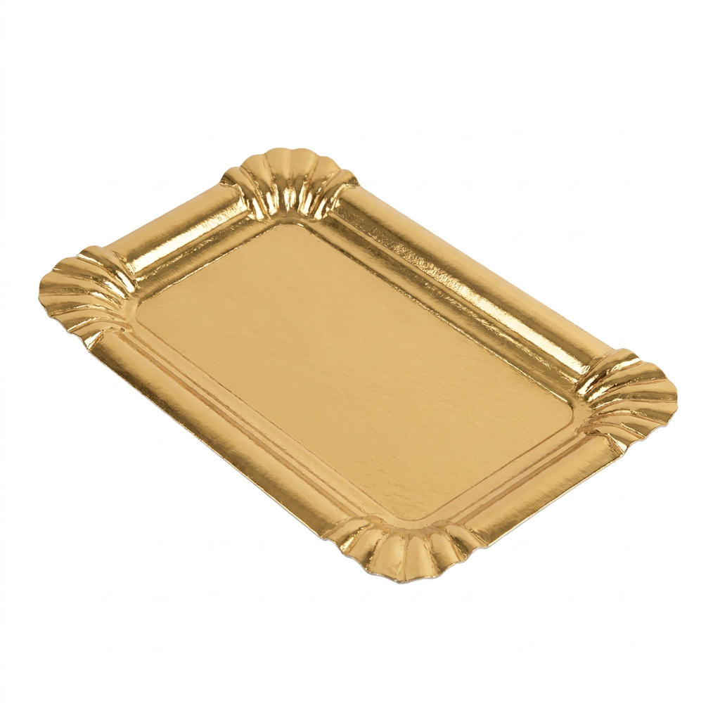 Bandeja cartón oro 14x21