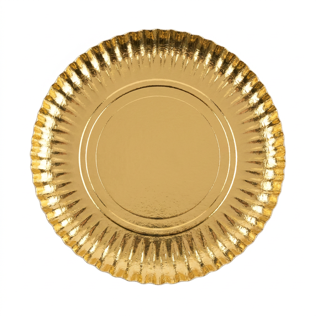 Bandeja redonda cartón oro 23cm