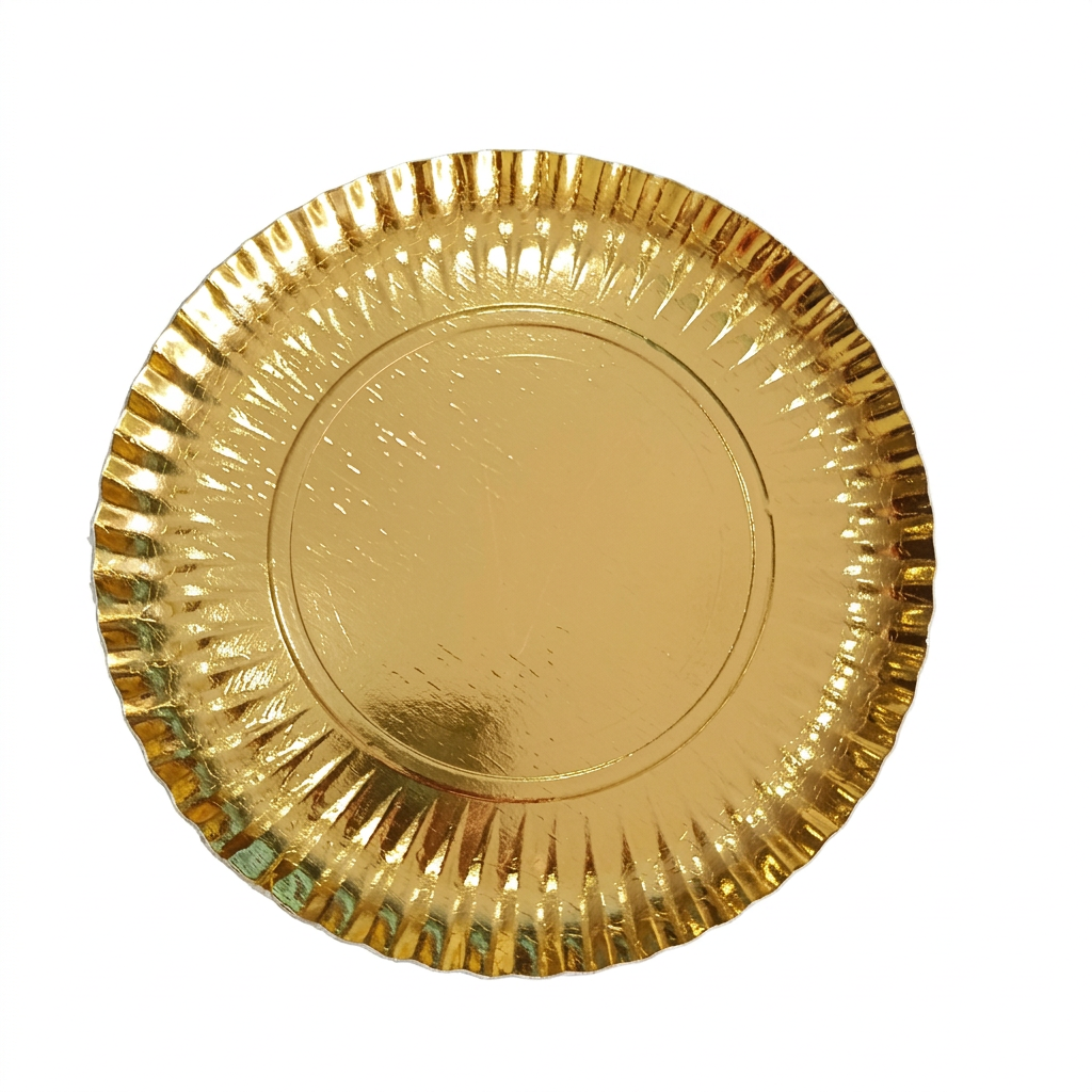 Bandeja redonda cartón oro 35cm