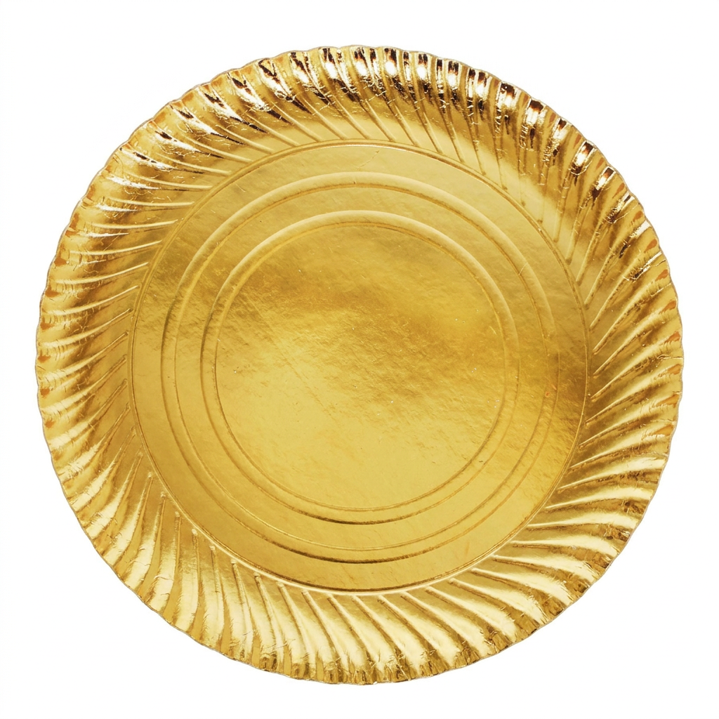 Bandeja redonda cartón oro 30 cm