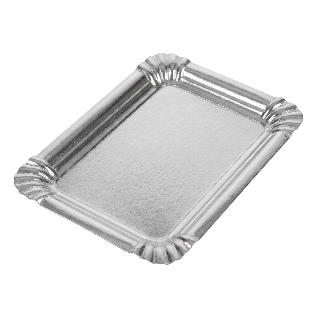 Bandeja cartón oro/plata 25x34