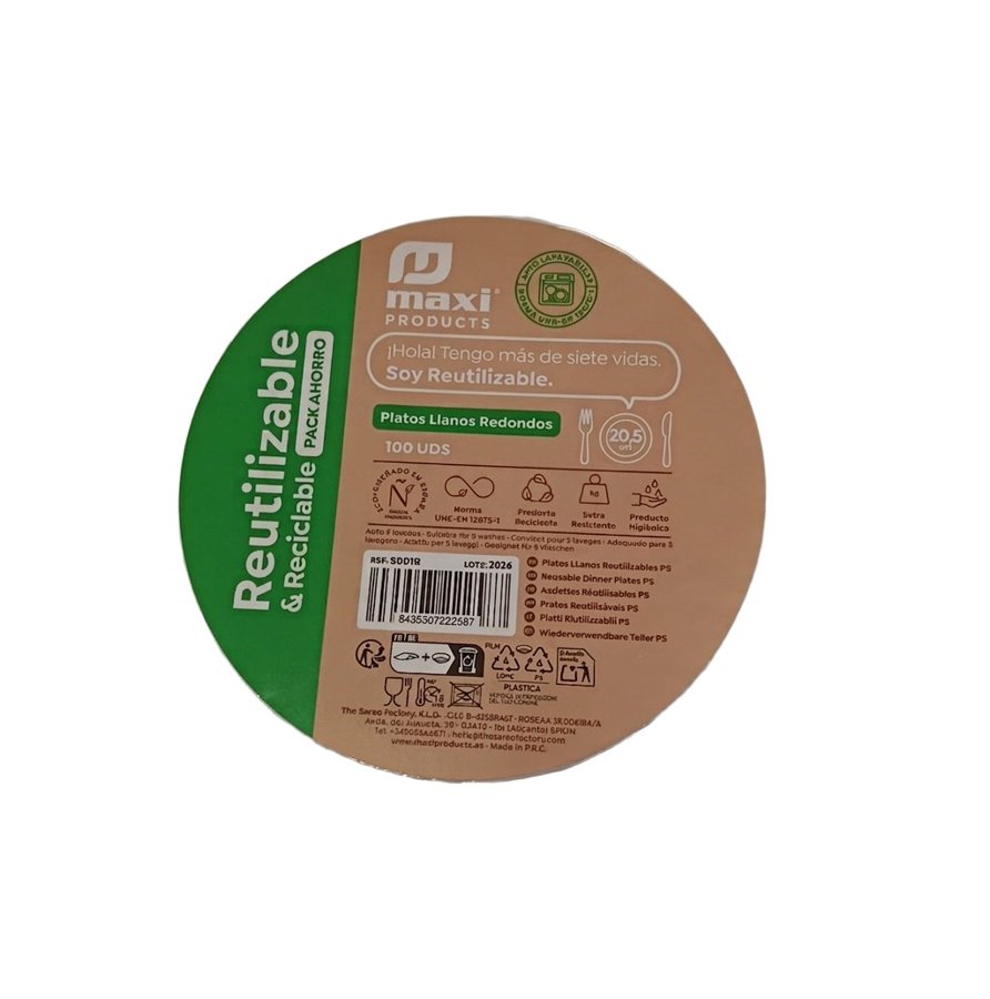 Plato 20.5 cm paquete de 100 unidades