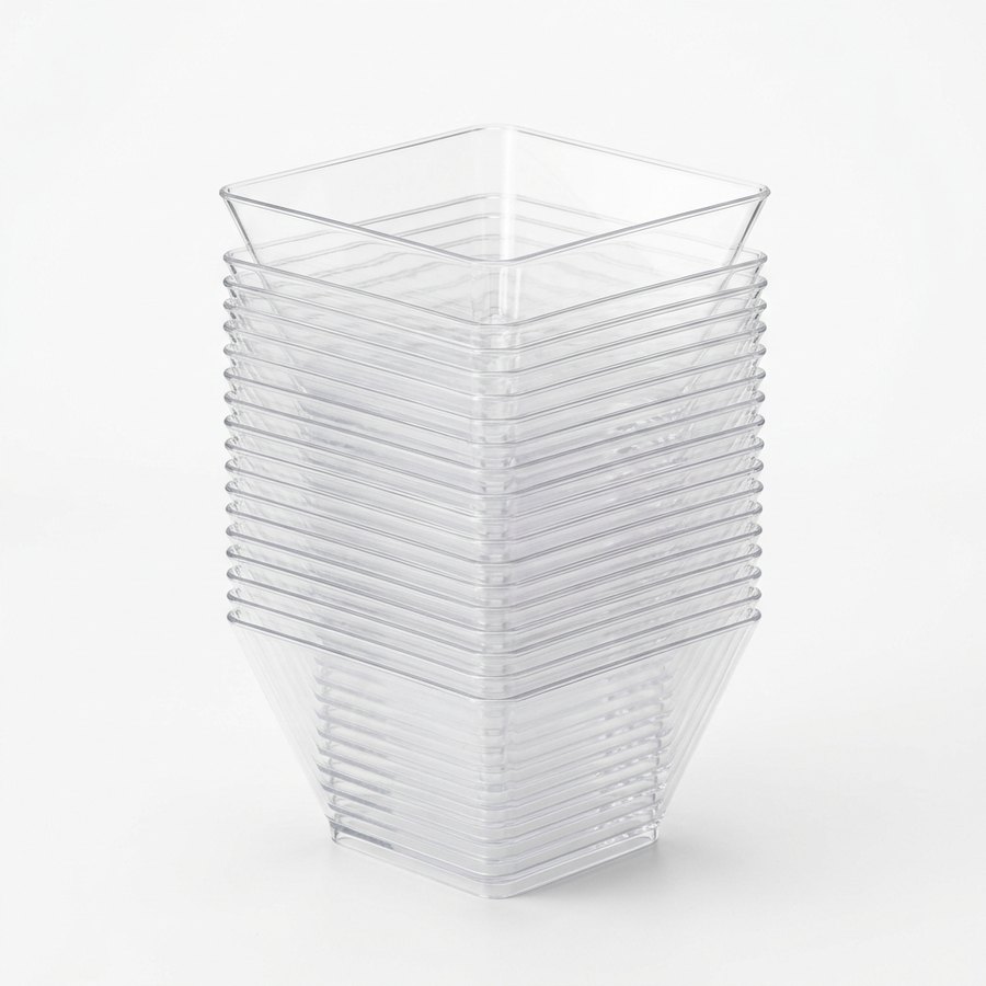 Bol cuadrado transparente (paquete de 100 unidades)