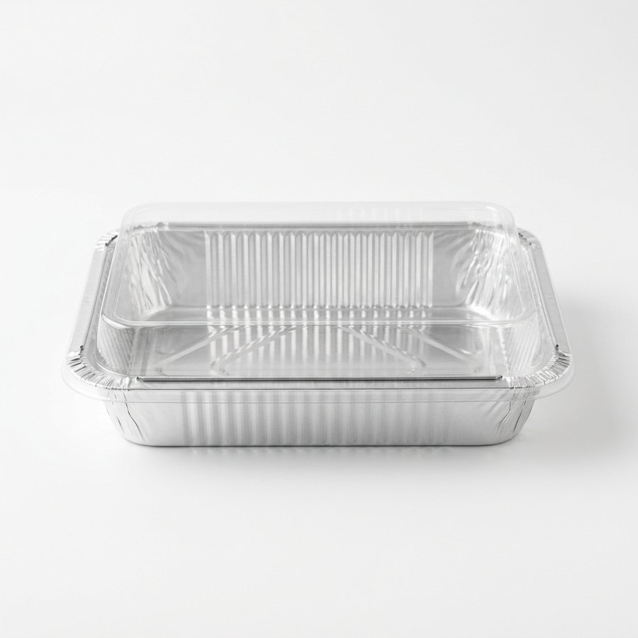 Bandeja aluminio rectangular+tapa und