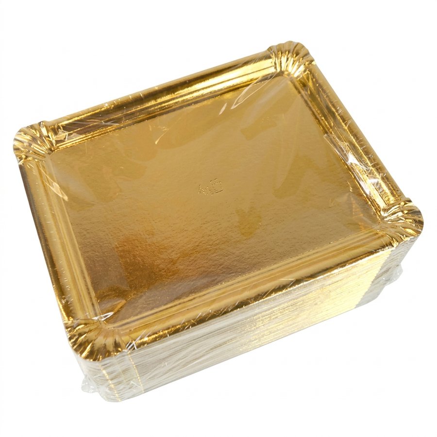 Bandeja cartón oro 12x19