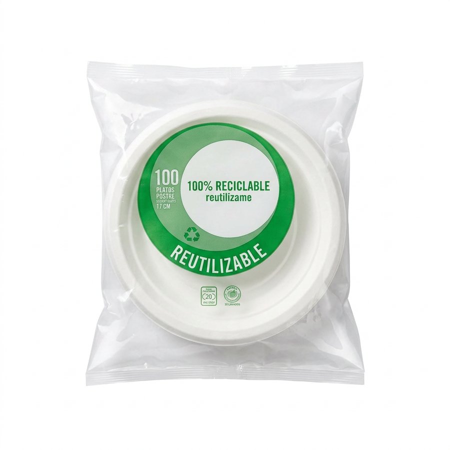 Plato 17 cm reutilizable 100u