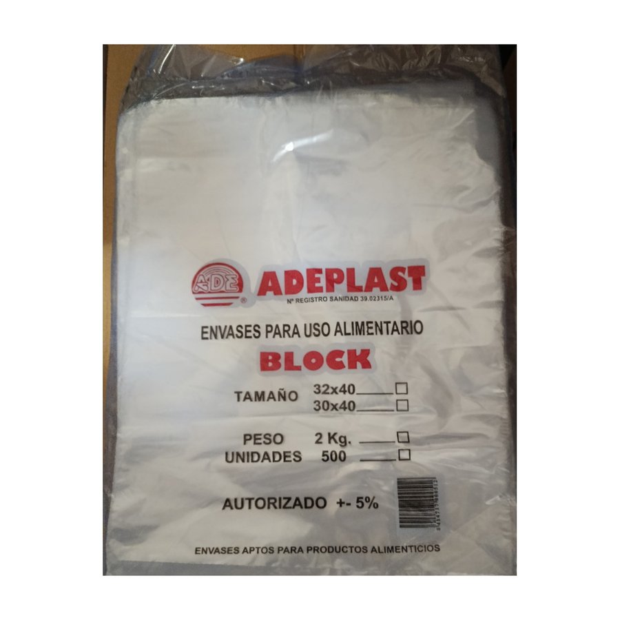 Bolsa transparente block 32x40 2kg