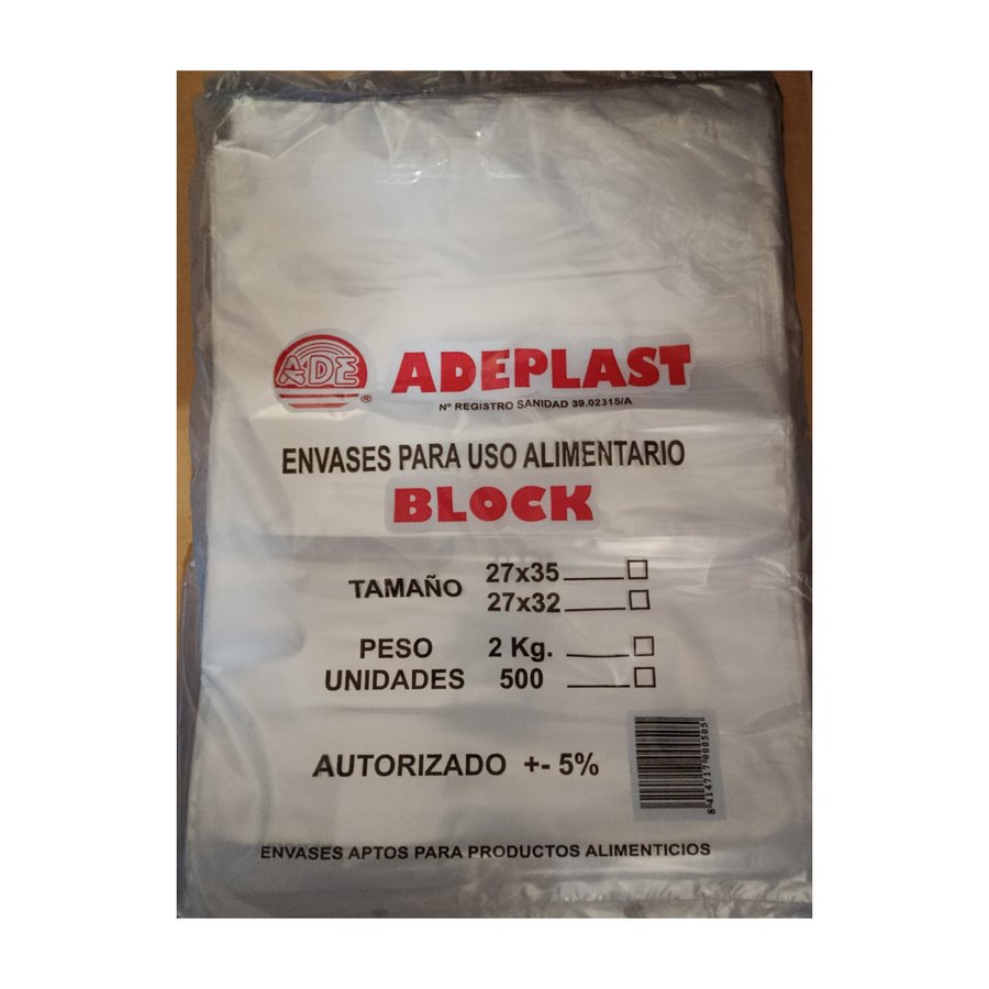 Bolsa transparente block 27x35 2kg