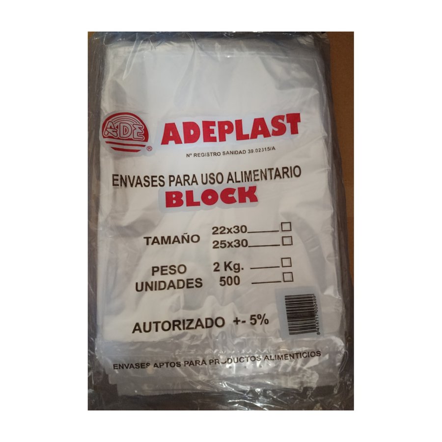 Bolsa transparente block 22x30 2kg