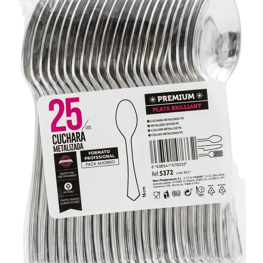 Cuchara metal paquete de 25 unidades