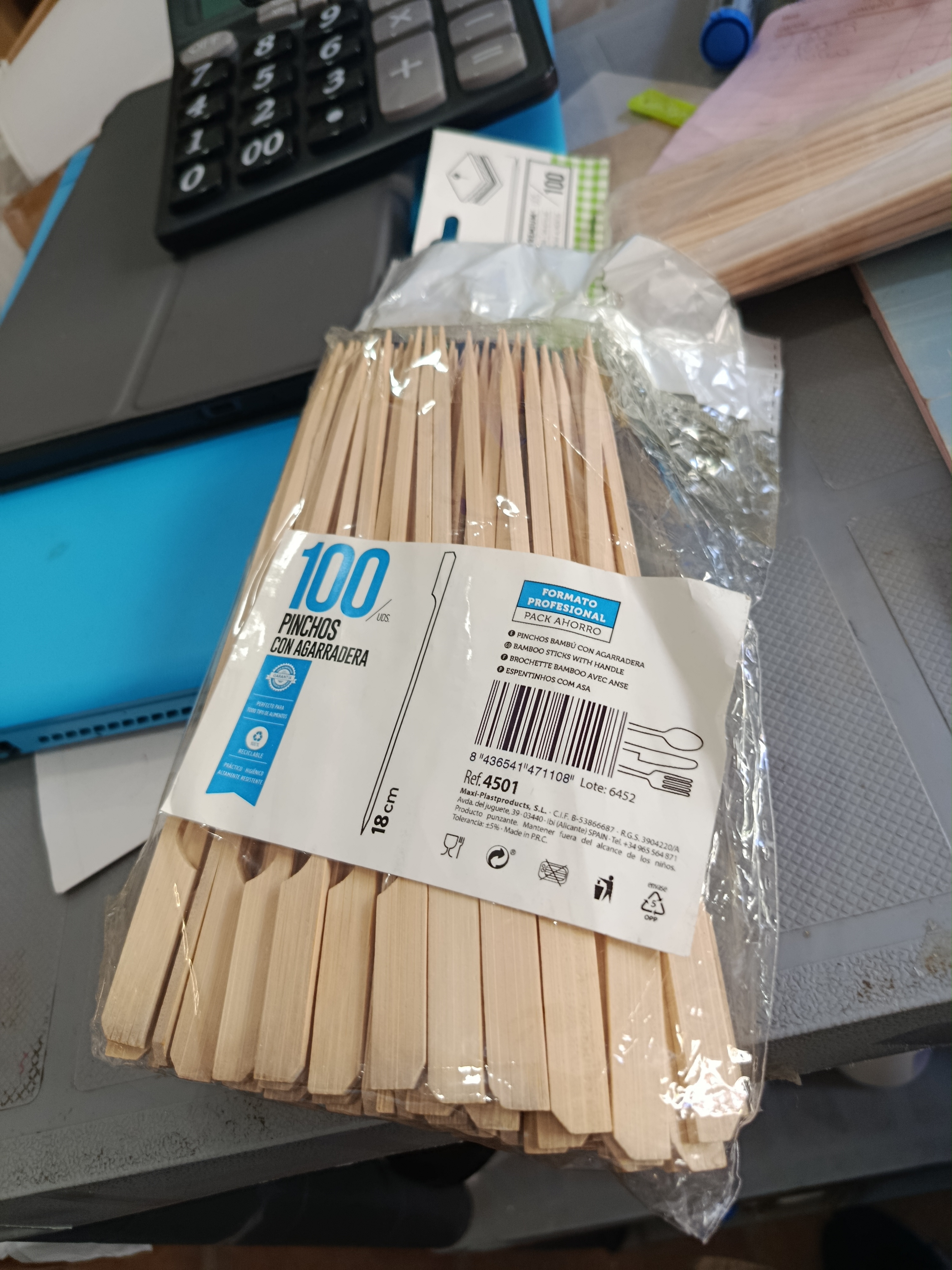 pinchos brochetas con agarradera 18 cm — otra vista