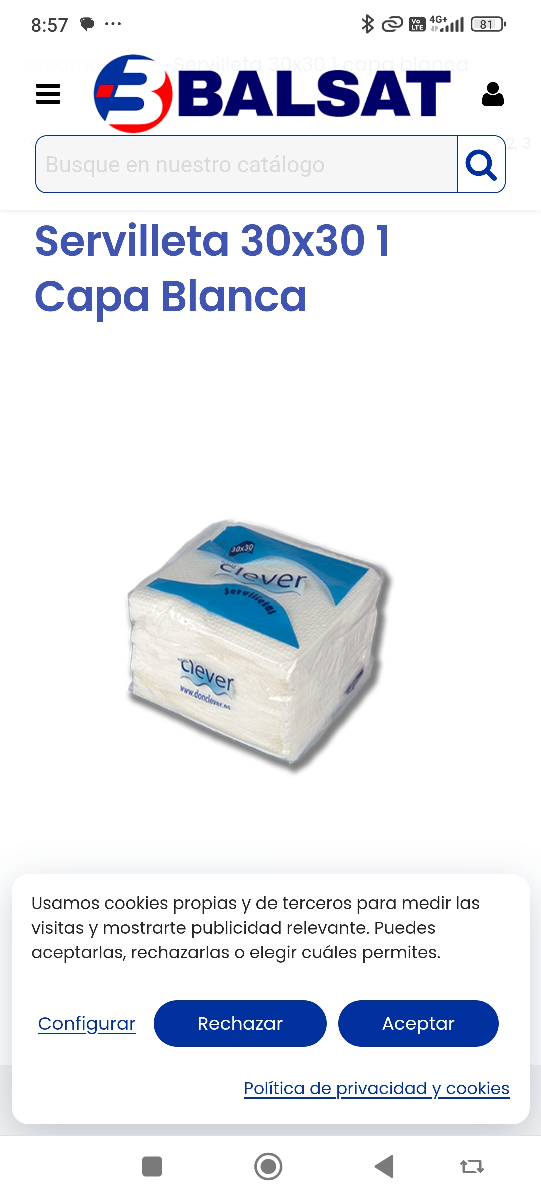 Servilleta 30x30 (1 capa) — otra vista